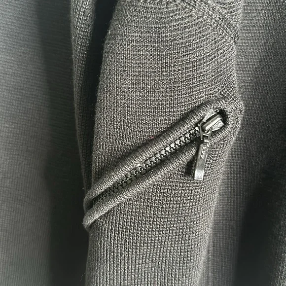 Eileen fisher slik cotton blend zip up knit jacket shirt L black quilt luxury - Picture 5 of 10